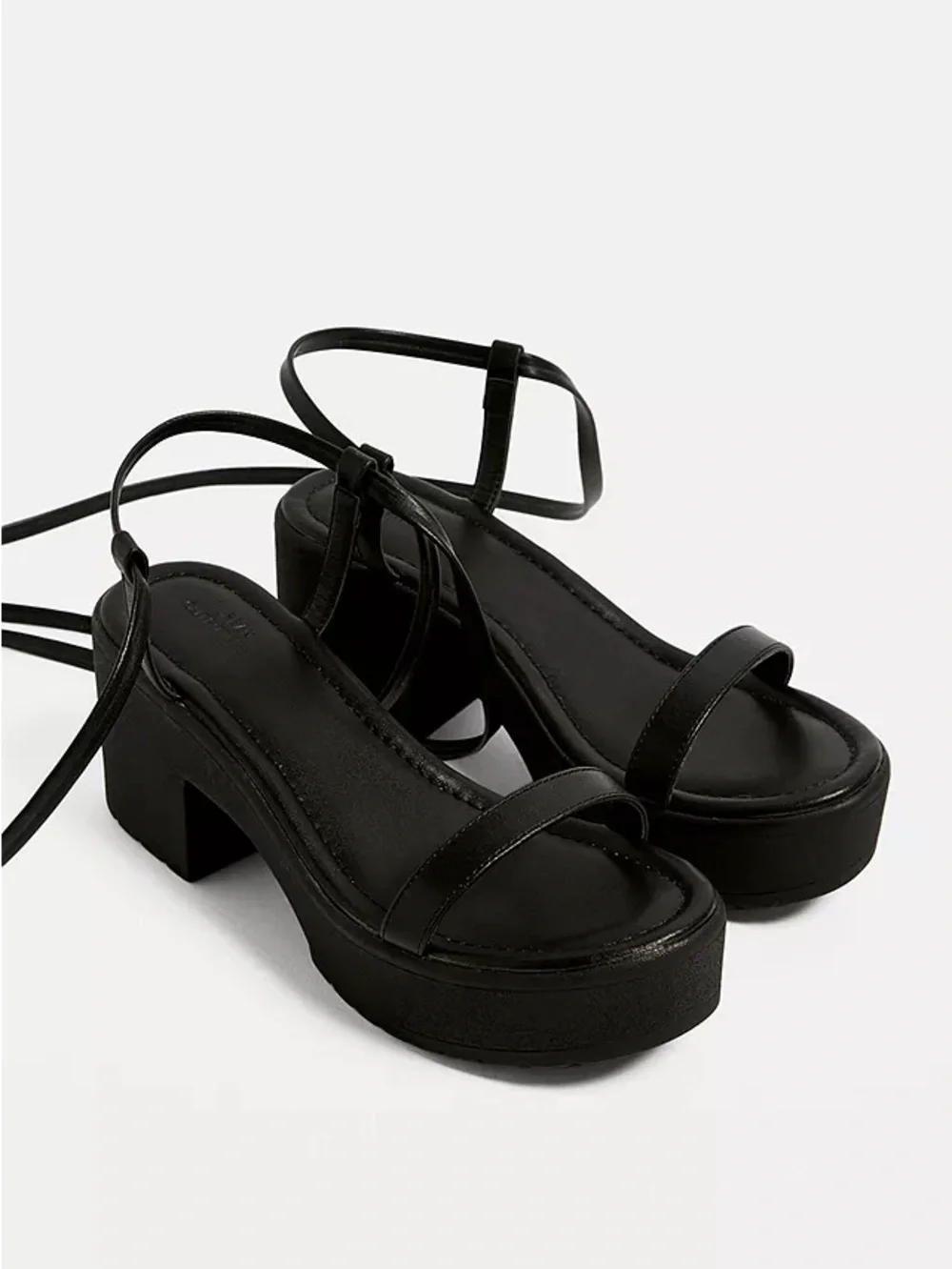 Black Lace-Up Platform Sandals - Women